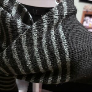 Gray and black scarf, long woolen cotton blend, unisex